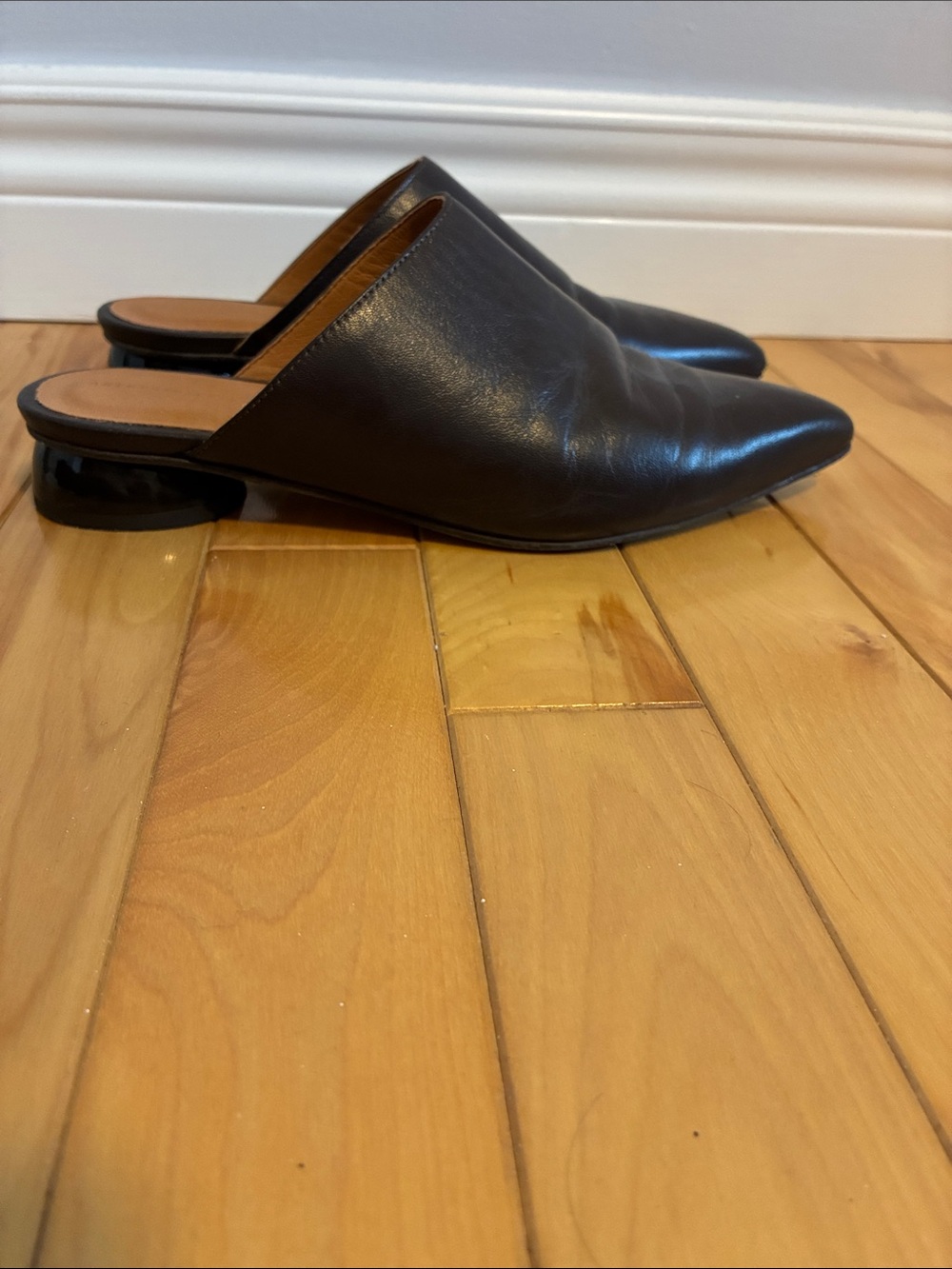 Anthropologie Brown Pointed-Toe Leather Mule Slides